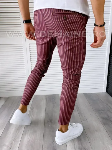 Pantaloni barbati casual regular fit grena B1749 S3-1